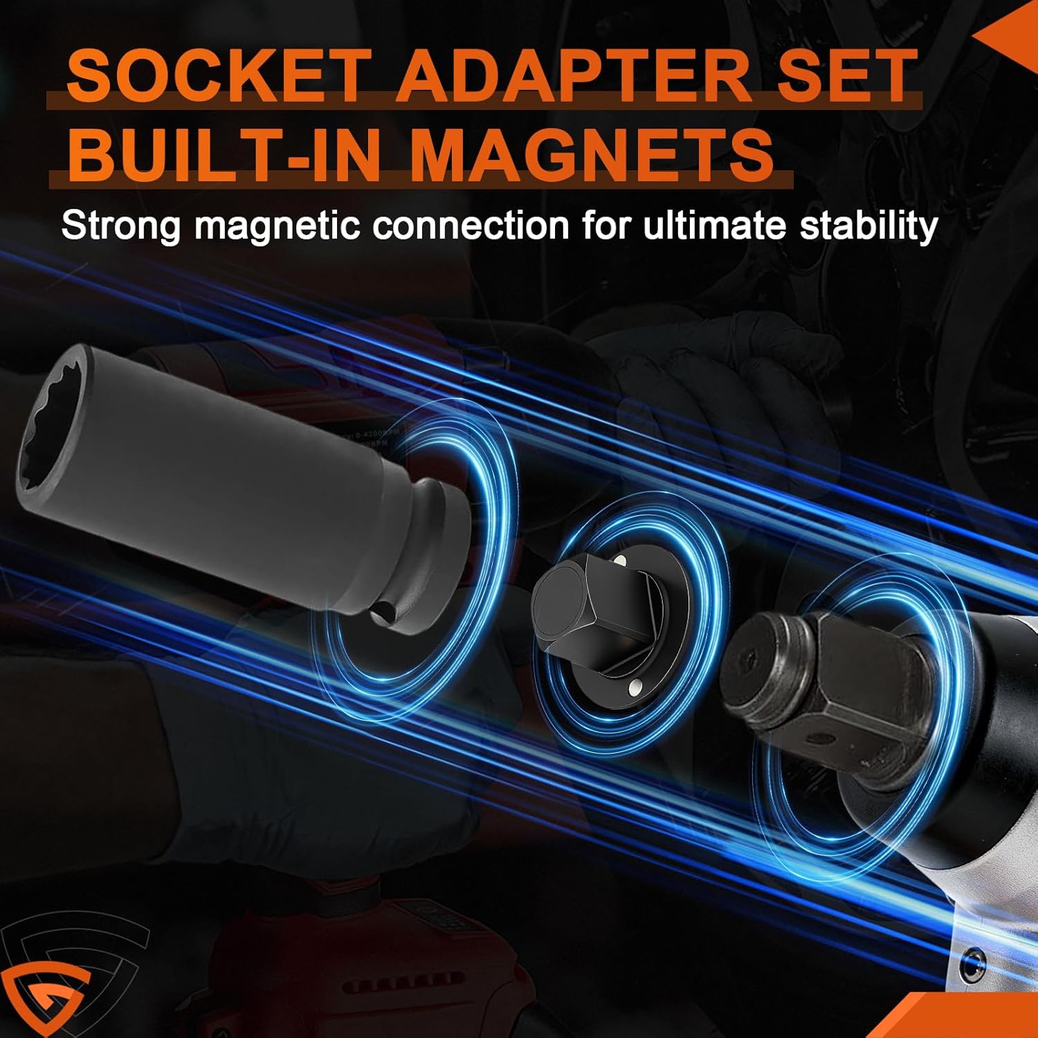 GEARLAST 4Pcs Low Profile Impact Socket Adapter Set, Low Profile Socket Adapter Drive Ratchet Adapter Set for Tight Spaces, 2025, 3/4" to 1", 1/2" to 3/4", 1/2" to 3/8", 1/4" to 3/8"