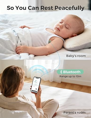 Miniatura 5 de Momcozy Termómetro portátil digital para bebés, monitoreo de temperatura 8H, sensor digital inteligente, sensor de alta precisión, precisión de