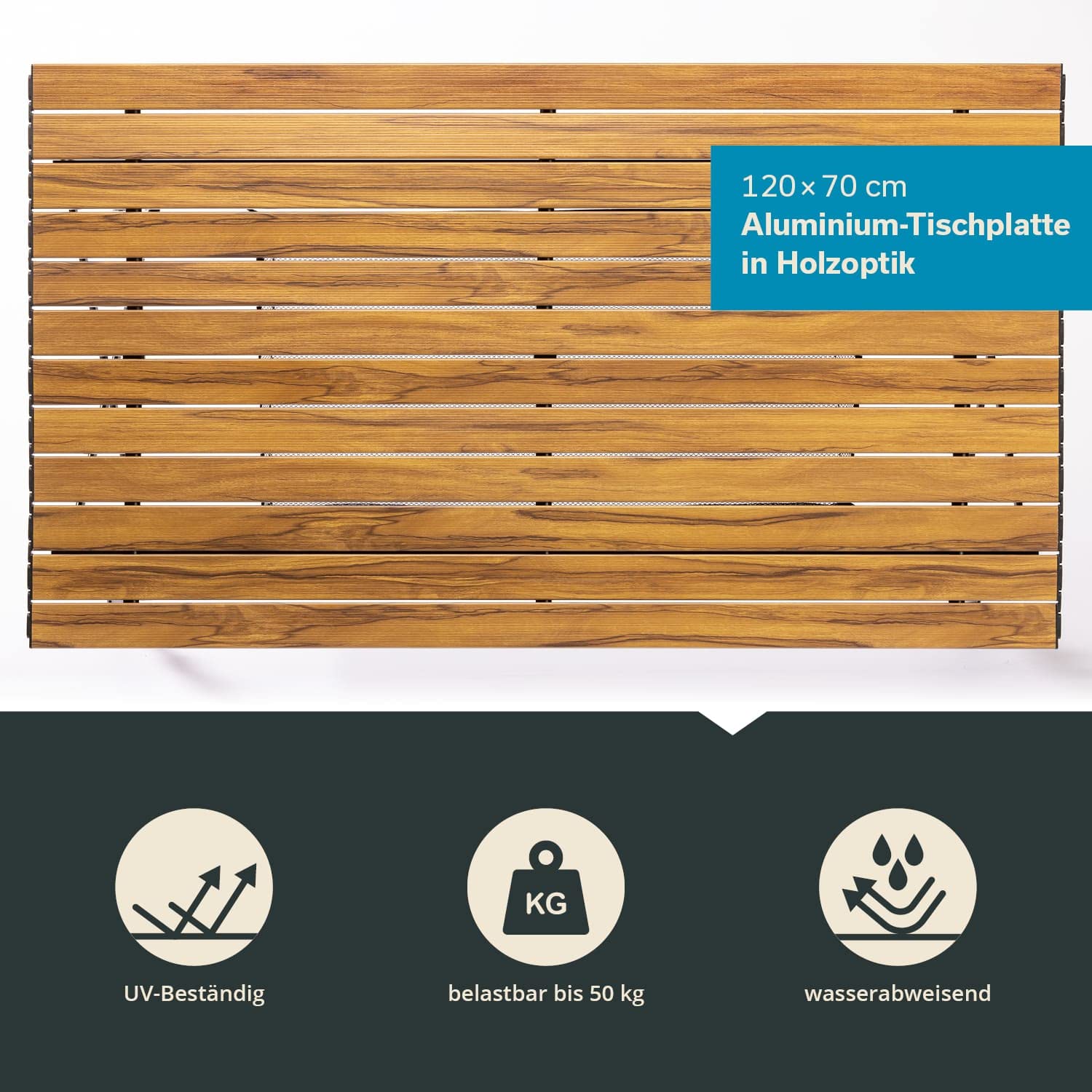 Skandika Campingtisch Jamsa | Aluminium Klapptisch, klappbar, höhenverstellbar, mit Netzablage, 6,1 kg leicht, bis 50 kg belastbar, 120 x 70 cm Tischplatte, wetterfest | Klapptisch für Camping, Garten