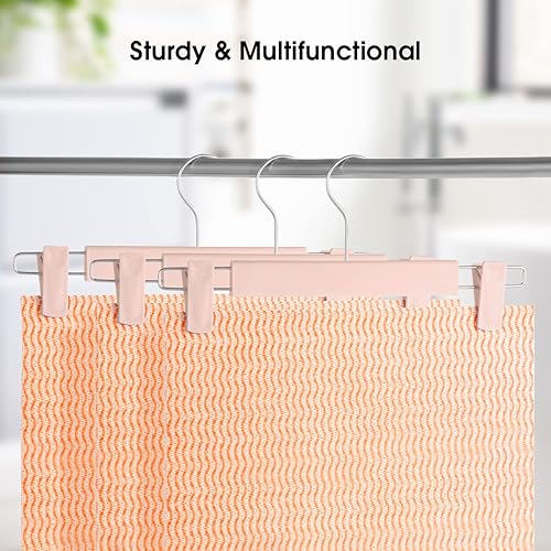 Miniatura 6 de Perchas para pantalones, soportes para faldas que ahorran espacio con ganchos giratorios de 360, clips ajustables, perchas para pantalones, perchas