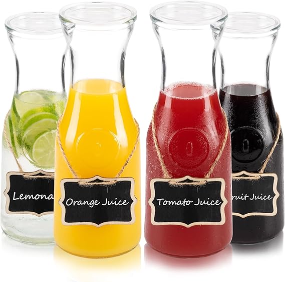 Amazon.com: Woisut Set of 4 Glass Carafe with Lid, 1 Liter Beverage ...