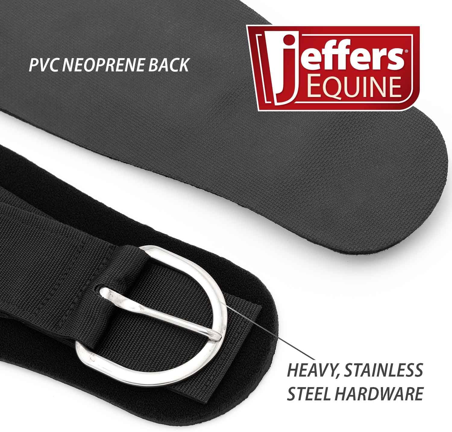 Jeffers Western Neoprene Roping Cinch for Horses, PVC Neoprene Horse Saddle Cinch, 4-Ply Nylon Web Top, Stainless Steel Hardware with Center Dee Rings, Western Horse Tack for Barrel Racing, 36"