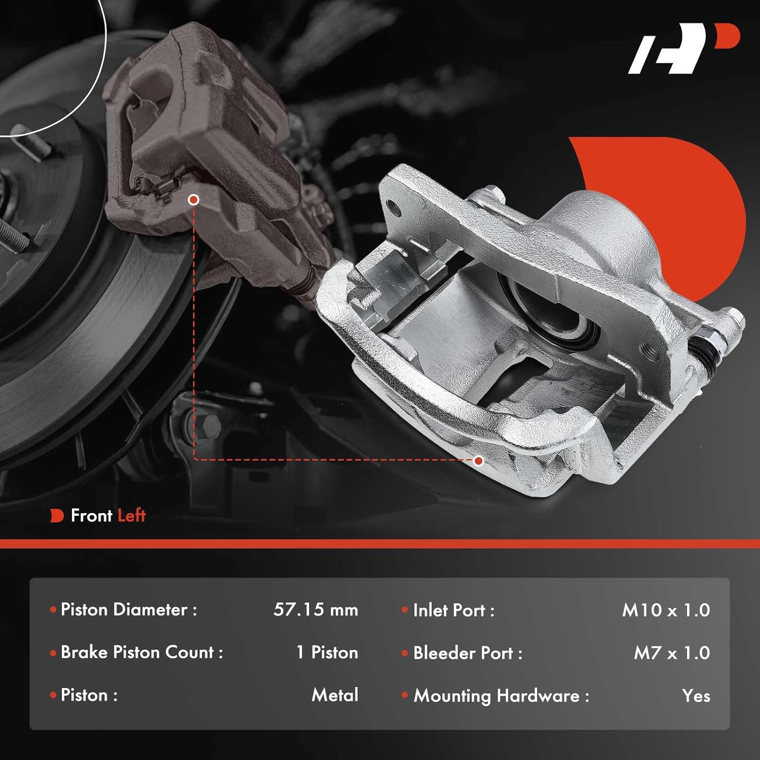 A-Premium Disc Brake Caliper Assembly with Bracket Compatible with Select Toyota Models - Camry 1992 1993 1994 1995 1996 L4 2.2L - Front Left Driver Side