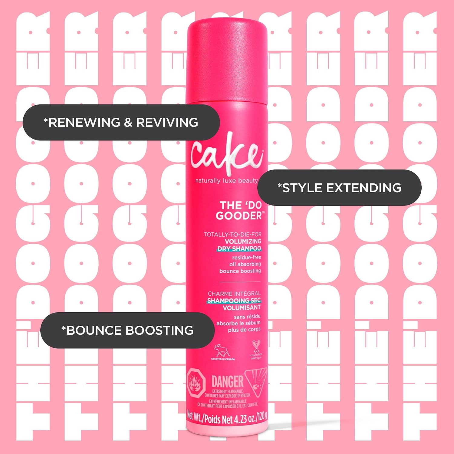Cake Beauty Style Extending Dry Shampoo, The Do Gooder - Refresh Hair and Absorb Oil Between Washes - Residue Free - With Cornstarch - For All Hair Types - 120 g