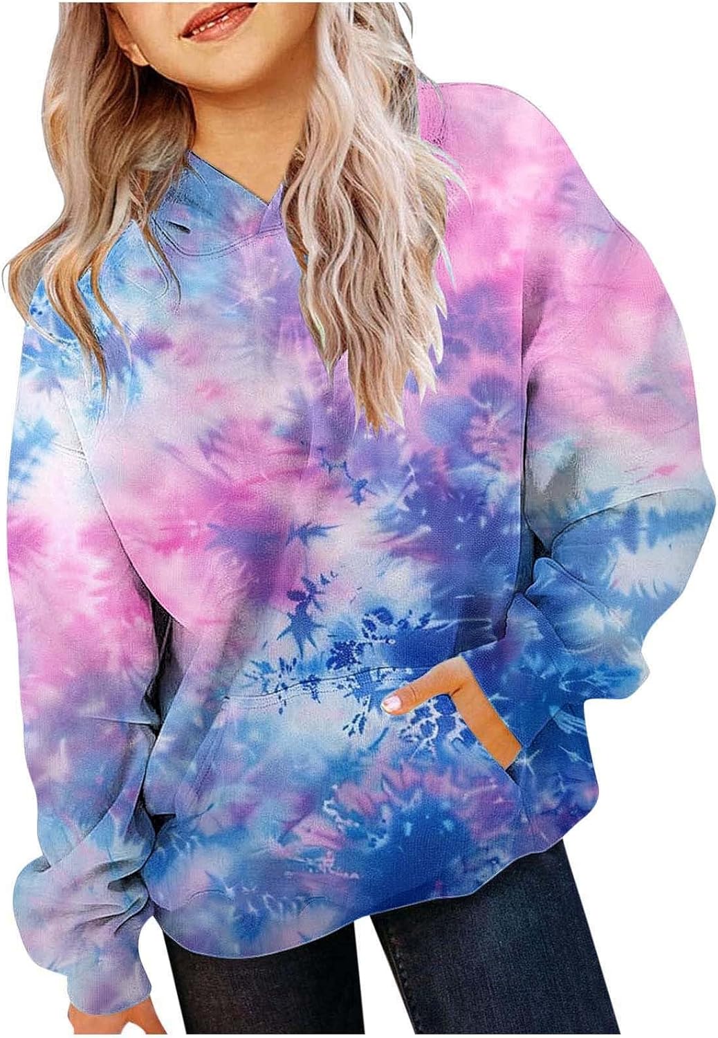 Cute Hoodies for Girls Trendy Oversized Hooded Sweatshirts Gradient Color Preppy Fashion Pullover Tops with Pockets