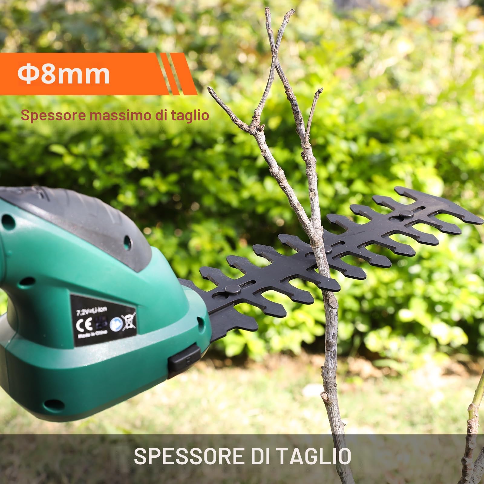 LIFERUN Cesoia per Erba a Batteria 7,2V 2000mAh 2 in 1 Tagliasiepi Elettrico con Manico Telescopico