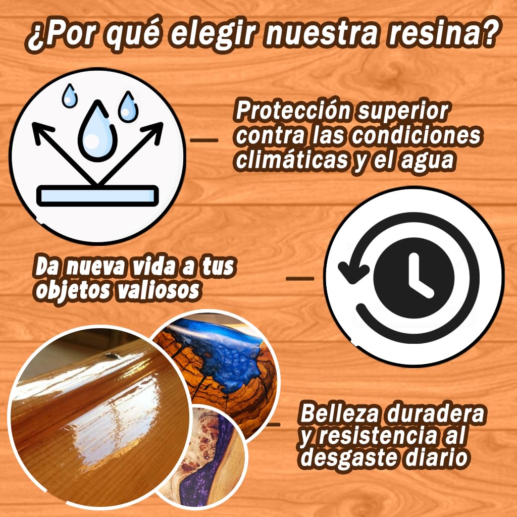 Resin Pro EPOXYWOOD 7,5 Kg Resina Epoxi para Madera - Resina para Revestimiento de Protección, Restauración, Refuerzo para Madera, Fibra de Vidrio y Metal