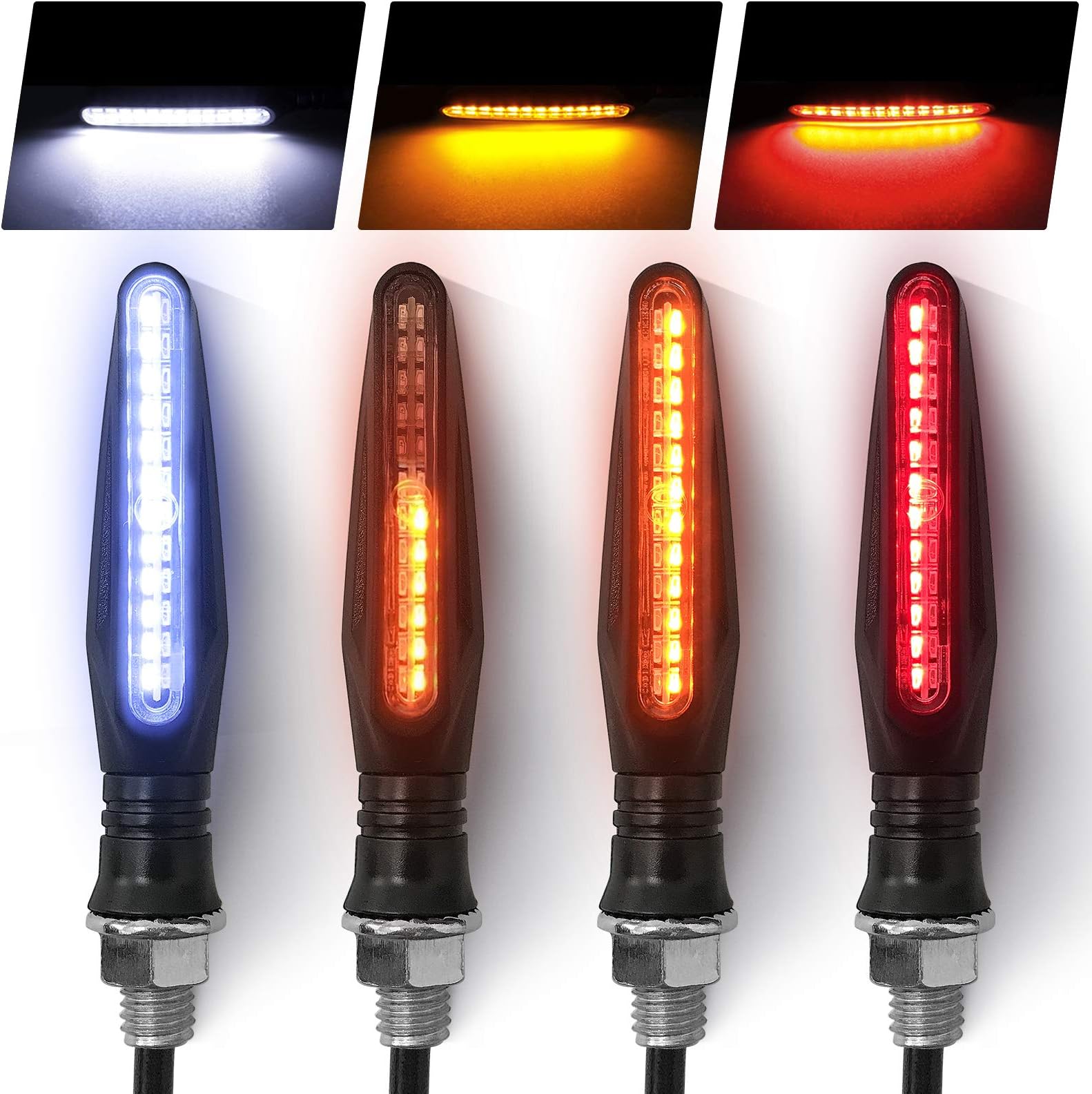 Motorcycle Indicators Flowing Turn Signal Lights Motorbike Turning Indicators Daytime Running Lights Brake Lights 12V for Motorcycle Motorbike(Pack of 4)