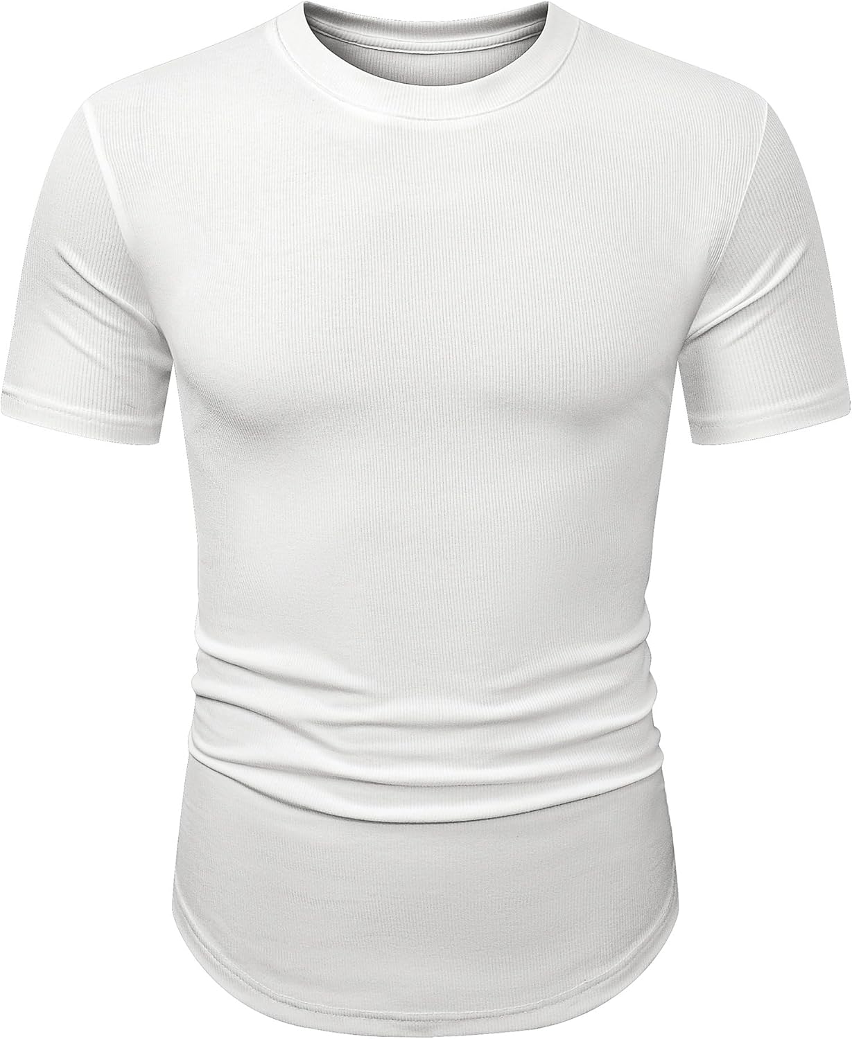 Mens Slim Fit Muscle Crewneck T-Shirt Summer Athlelic Shirts Longline Short Sleeve Summer Tees Shirts - Image 5