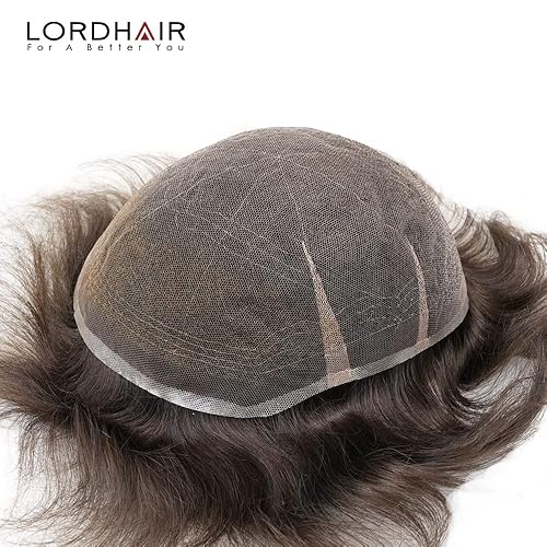 Miniatura 6 de Lordhair Toupee para hombres postizos de encaje franceses, tamaño base, 6.0 x 8.0in, sistema de reemplazo de cabello para hombres