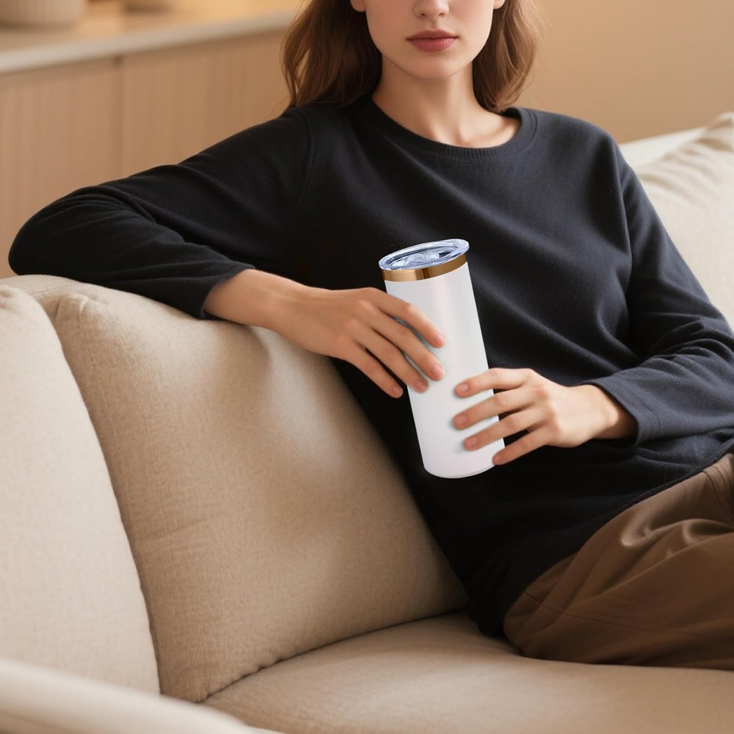 16 Pack Rose Gold Plated Stainless Steel Tumbler Straight Double Wall Powder Coated for Laser Engrave, 20oz White to Bronze - Image 7