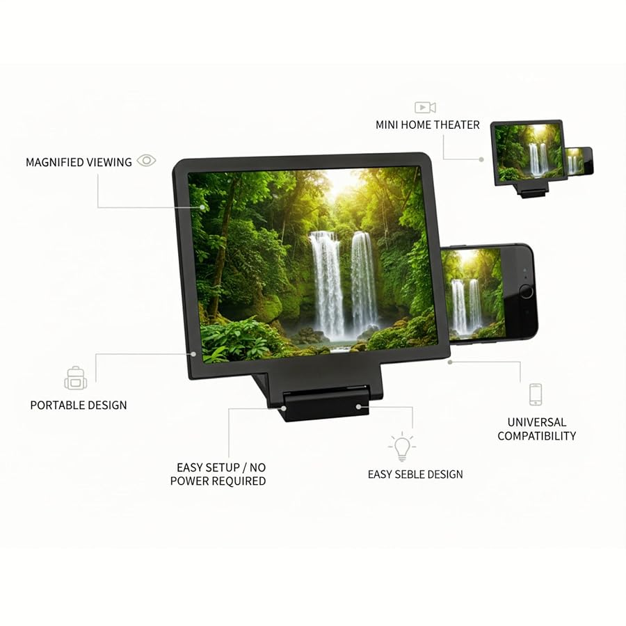 Mobile Phone Screen Amplifier HD Magnifier for Smartphones, Foldable Stand, image 3
