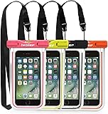 iVoler [IPX8 Certificado] [4 Unidades] Funda Bolsa M?vil Impermeable Universal para Xiaomi, iPhone, Samsung Galaxy, Huawei, Smartphones, Monedas, Pasaporte, etc. (Negro+Verde+Rosa+Naranja)