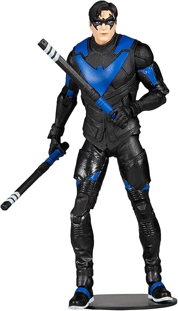 McFarlane Toys, DC Gaming 7-inch Nightwing Action Figure with 22 Moving Parts, Collectible DC Gotham Knights Game Figure with Stand Base and Unique Collectible Character Card  Ages 12+