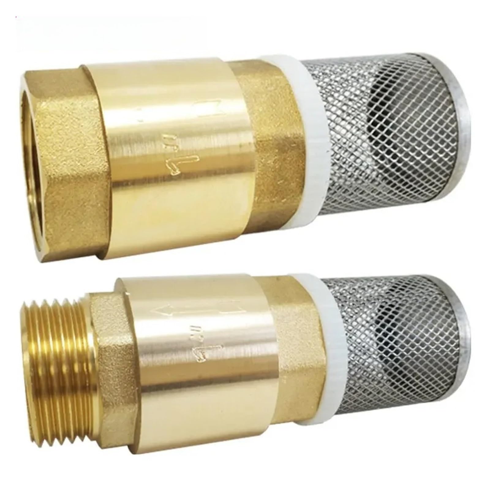 Válvula de retención de malla de cobre Entrada de agua con válvula pie cobre filtro, bomba retención, 4 minutos, 6, enchufe macho 1 pulgada, boca pagoda(1)
