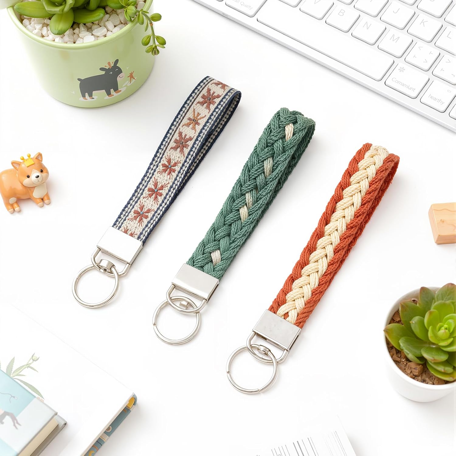 30PCS Key Fob Hardware Set 1 Inch with Split Rings, Lanyard Keychain Hardware for Wristlet, Key Fob, Key Chain, Clamp Supplies for DIY Craft Making