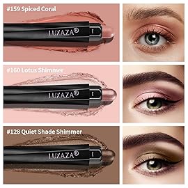 LUXAZA 3PCS Eyeshadow Stick,Neutral Brown Metallic And Shimmer Pink Cream Eyeshadow Pencil Crayon,Eye Brightener Makeup With Smudge Proof,Long Lasting Cream Eye Shadow Sticks Set