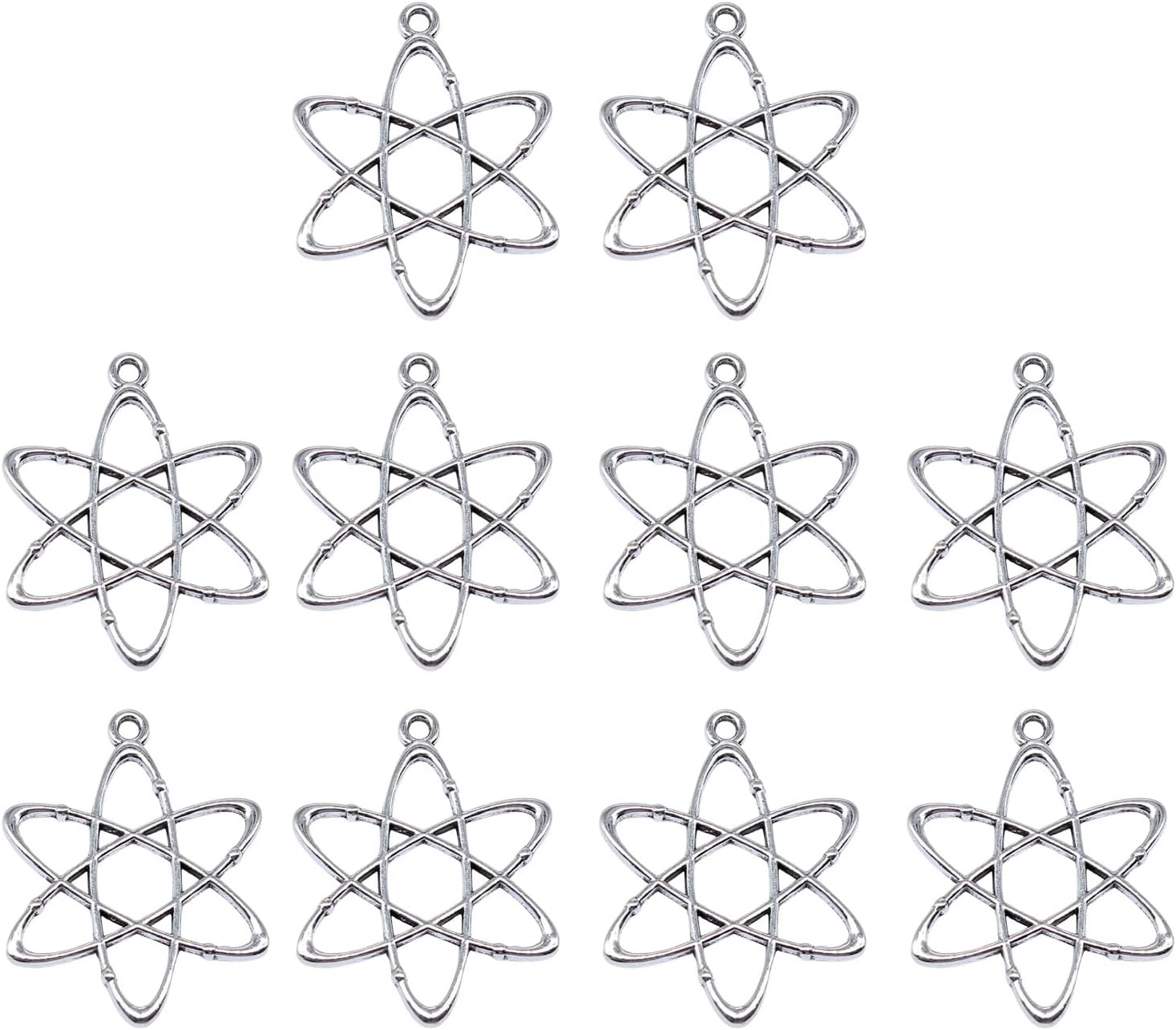 10pcs Science Themed Atoms Structure Pendants Educational Science Exhibition Accessory Teacher Appreciation Gift Physics Charm