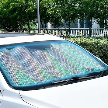 Car Windshield Sunshade Reflective 99% UV Laser Sun Shade Block Screen Foldable Sun Shade Visor Cover for Car Truck Bus SUV Sun Heat Protection Keep Your Vehicle Cool (140 x 70cm)