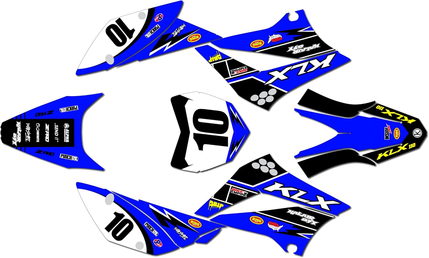 Graphics Kit for Kawasaki KLX 110 (2010-2024) Speed Series Teal-shift 16 Mil - Dirt bike Custom Racing Graphics Decals Stickers Kit, no-plastics