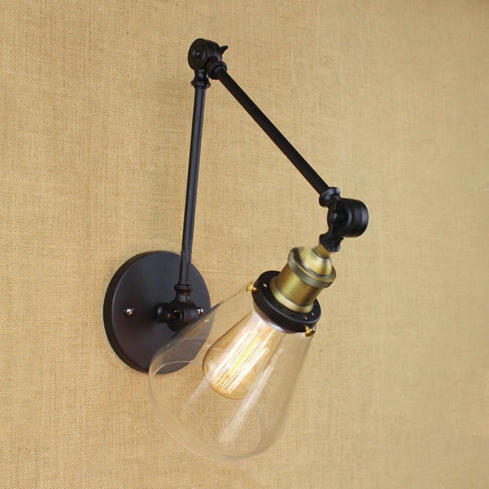 Black Friday - 60% OFF BAYCHEER Industrial Vintage Style Adjustable 2 Swing arms Wall Sconce Wall Light Lamp Fixtures with Clear Glass Shade Bedroom Reading Room Restaurant LOFT use E26 Bulb1 Light Exclusive Discount 70% Price BAYCHEER Industrial Vintage Style Adjustable 2 Swing arms Wall Sconce Wall Light Lamp Fixtures with Clear Glass Shade Bedroom Reading Room Restaurant LOFT use E26 Bulb1 Light