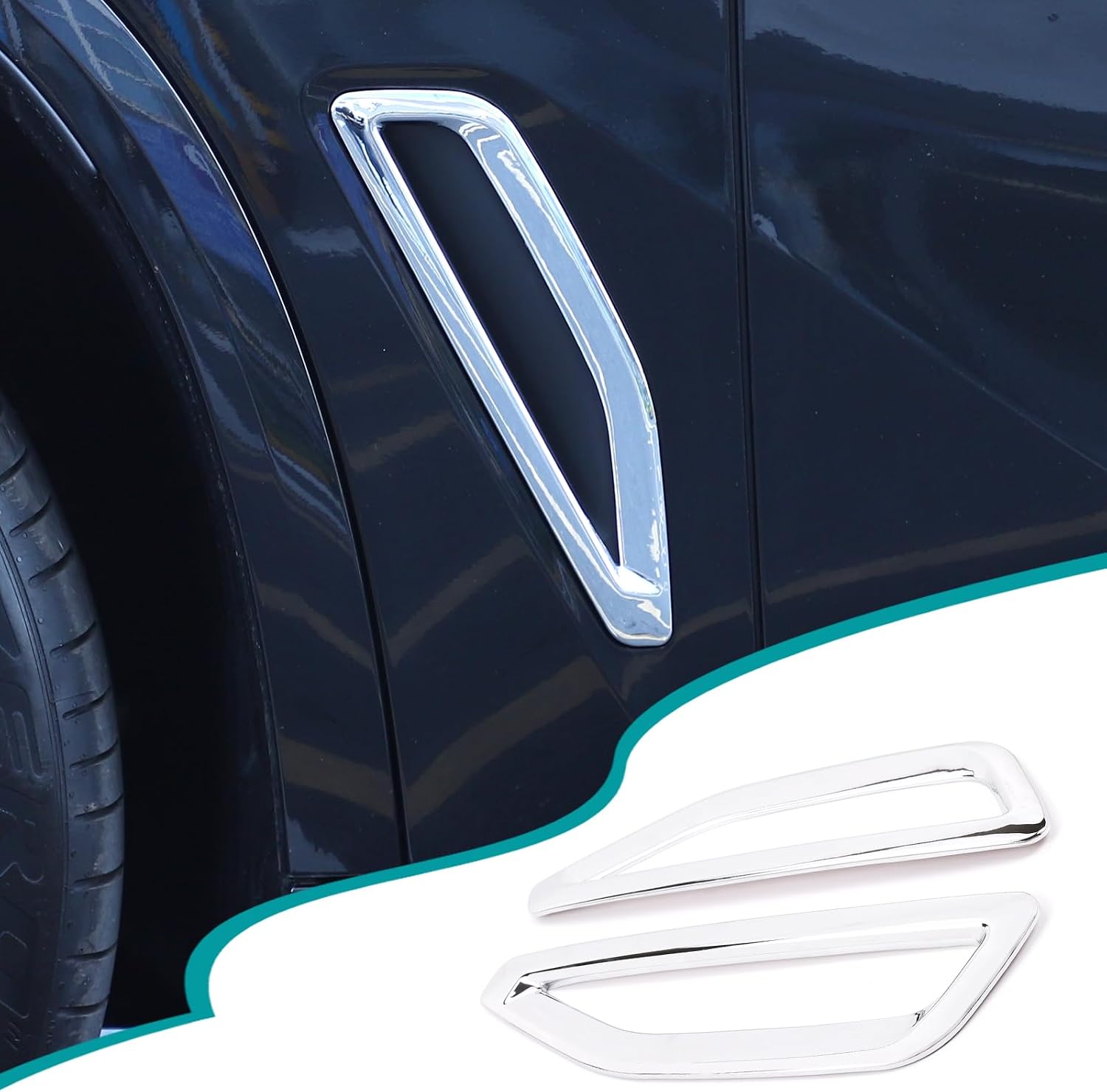 Front Side Fender Vent Decoration Trim Compatible with BMW X5 G05 2019-2022 Spoiler Body Decoration Cover, Air Flow Intake Hole Grille Exterior Accessories (Piano Black)