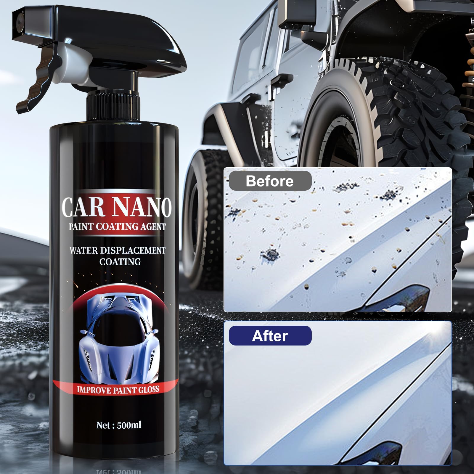 Auto Politur Set, Auto Politur Spray, Autopolitur Kratzer Entfernen, Nano Auto Spray Kratzer Entfernen, Auto Polierset Antifouling und Anti-Staub für Autolackoberfläche und Innenraum (1500 ML)