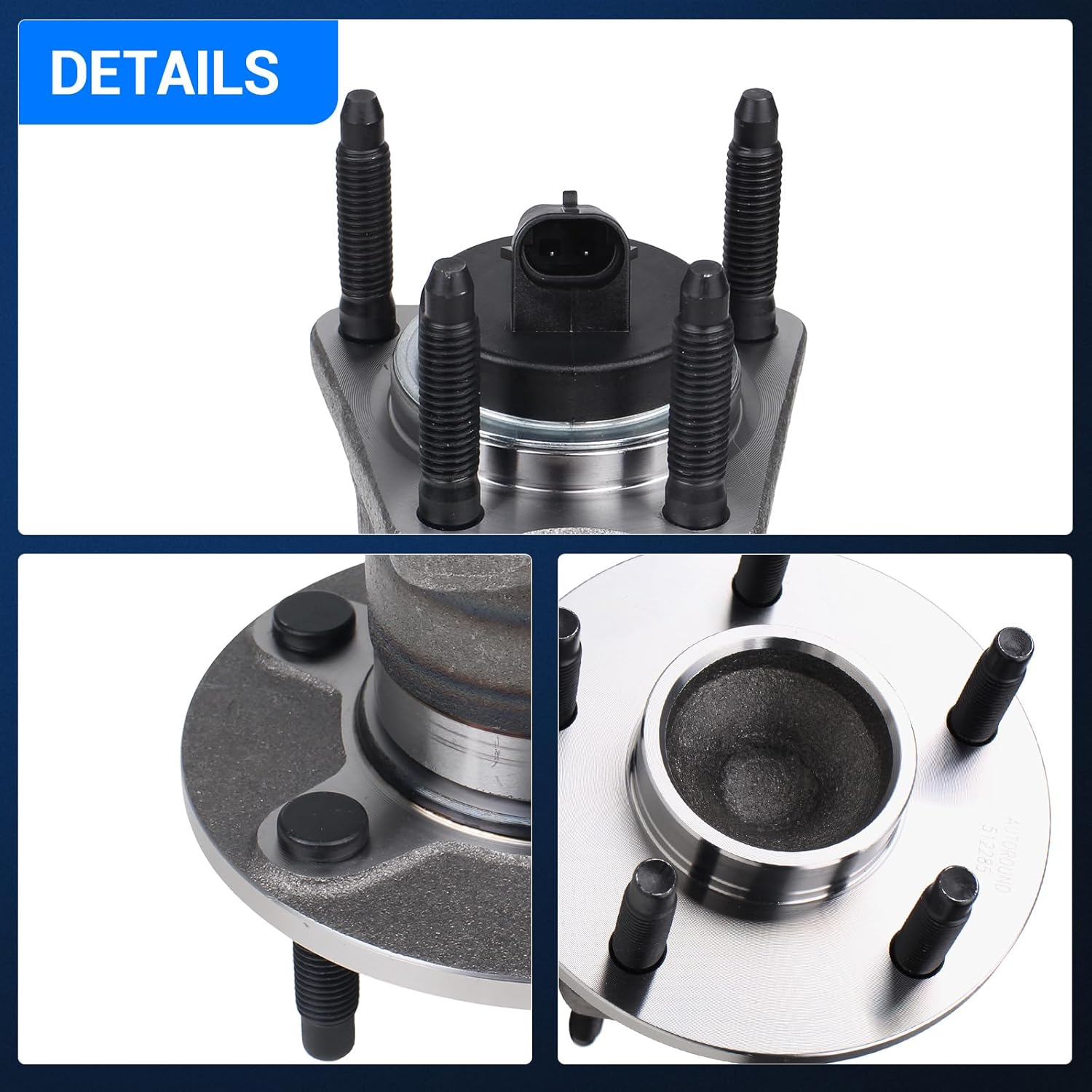 Autoround 512285 Rear Wheel Bearing and Hub Assembly Compatible with Chevy Malibu 2004-2012 Cobalt 2009-2010 HHR 2008-2010, Pontiac G6 2005-2010, Saturn Aura 2007-2009, 5 Lug w/ABS, Set of 2