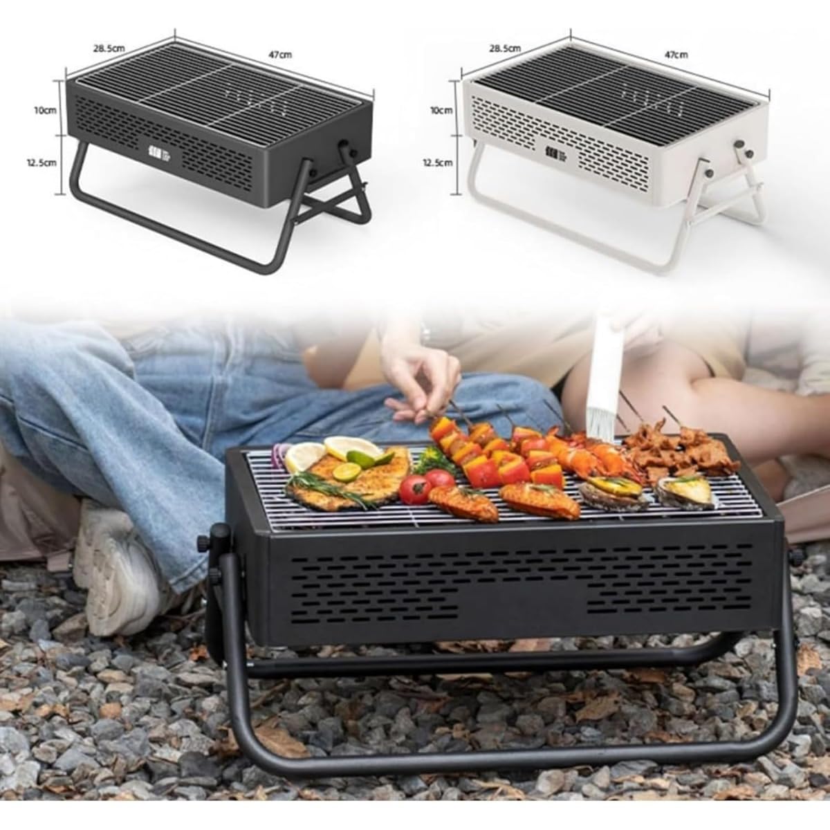 BBQ 焚き火テーブル 77×77cm 【組立簡単、軽量、収納コンパクト】