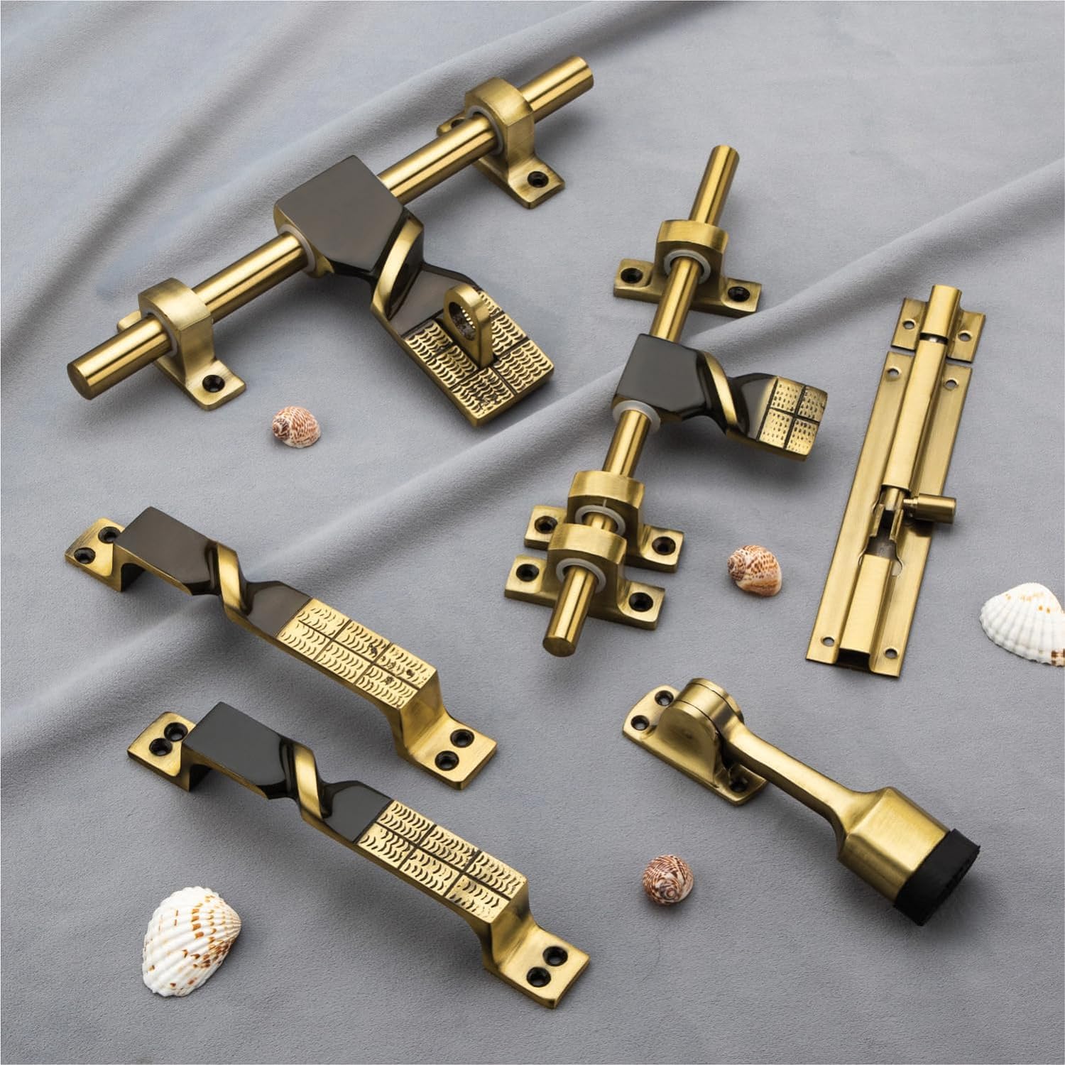 Shiv Craft 10" Aluminium Single Door Fittings Set | Hardware Accessories Kit, Brass Antique Finish | 1 Big Aldrop 10,2 Handles 6,1 Latch 7,1 Stopper 6 (Twister) Pull Handle (B0B9JZ9SWS) Amazon Price History, Amazon Price Tracker