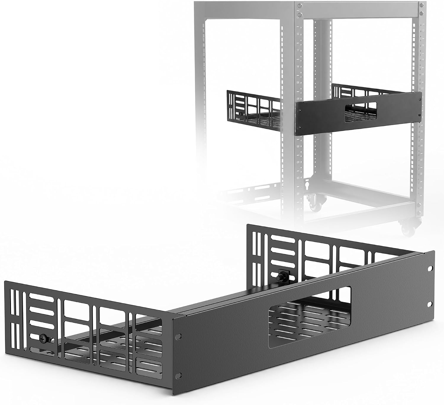 ynVISION.DESIGN 2U Rack Shelf for WiiM Amp, Amp Pro, Vibelink Amp