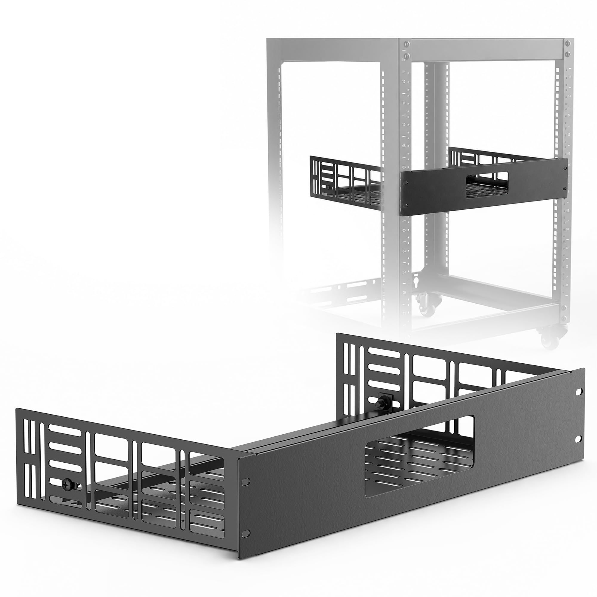 ynVISION.DESIGN Estante de montaje en rack de 2U para WiiM Amp y WiiM Amp Pro | 11 pulgadas de profundidad | Se adapta a estantes estándar de AV, audio y servidor de 19 pulgadas | Capacidad para 1 Amp