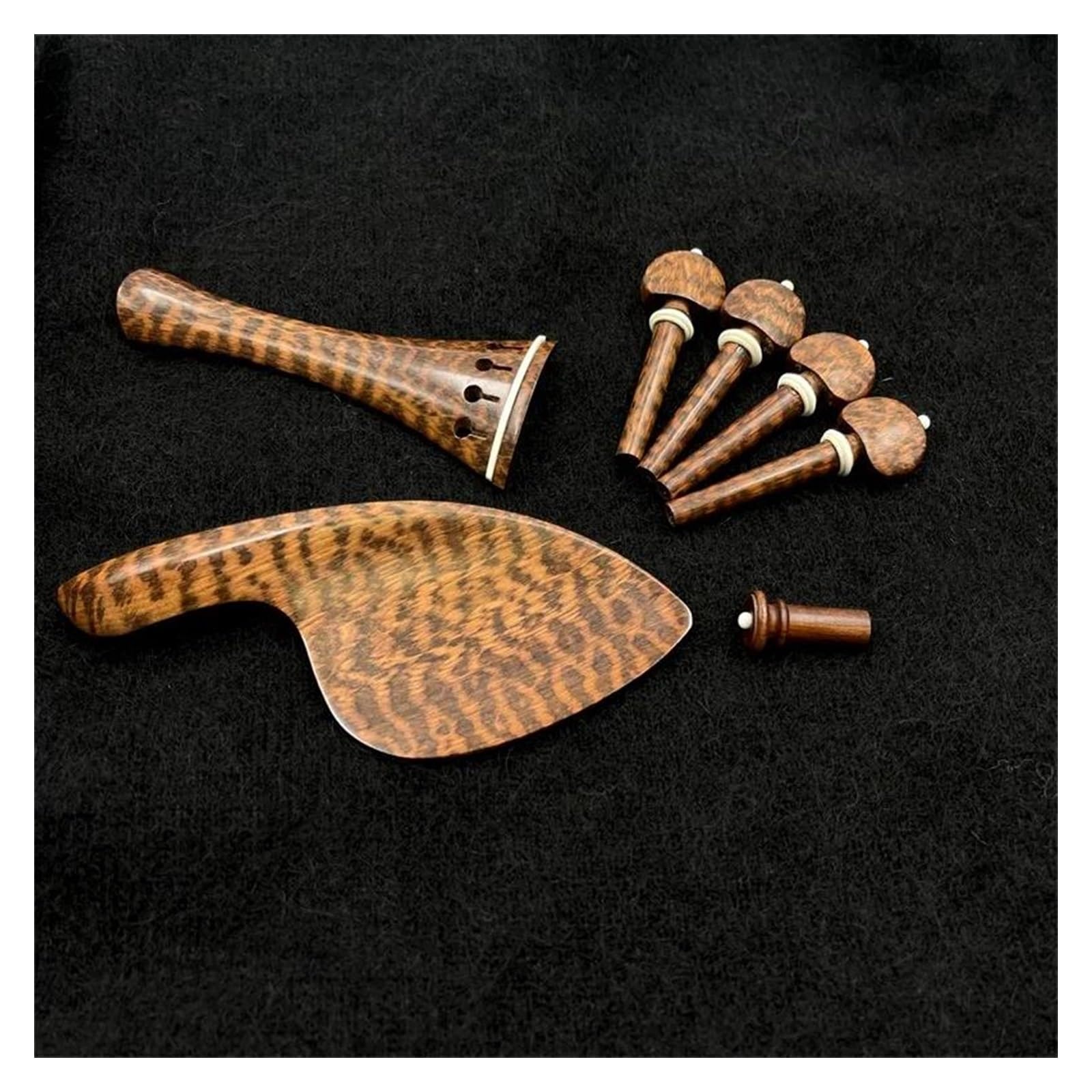 1set Violine Viola Schlangenholz Letterwood Teile SaitenhalterTuning Pegs Endpins Kinn Rest Geigenzubehör (Color : 4-4 ceollo)