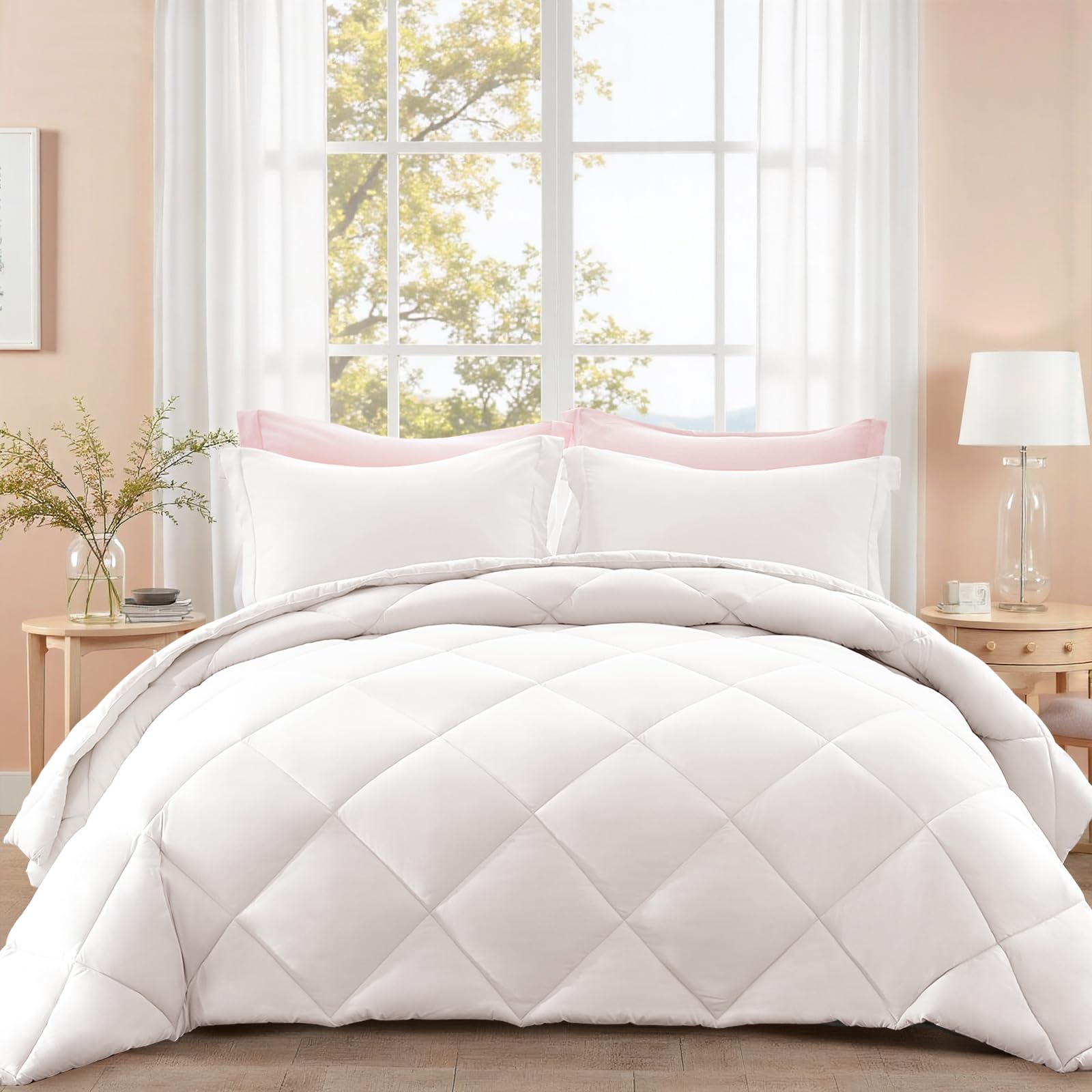 SunStyle Twin Comforter Set - White Bed in a Bag -2