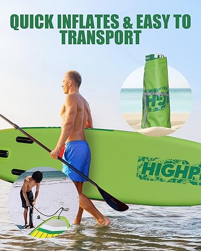 Vista 45 de Highpi Inflatable Stand Up Paddle Board for Youth and Adults – Wide Sup with Premium Accessories, Blow Up Paddleboard for Surfing, Fishing, Yoga &