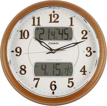 Casio ITM-900FLJ-5JF Wall Clock, Radio Clock, Brown, Analog, Night Second Hand, Automatic Lighting, Hourly Time Signal Included