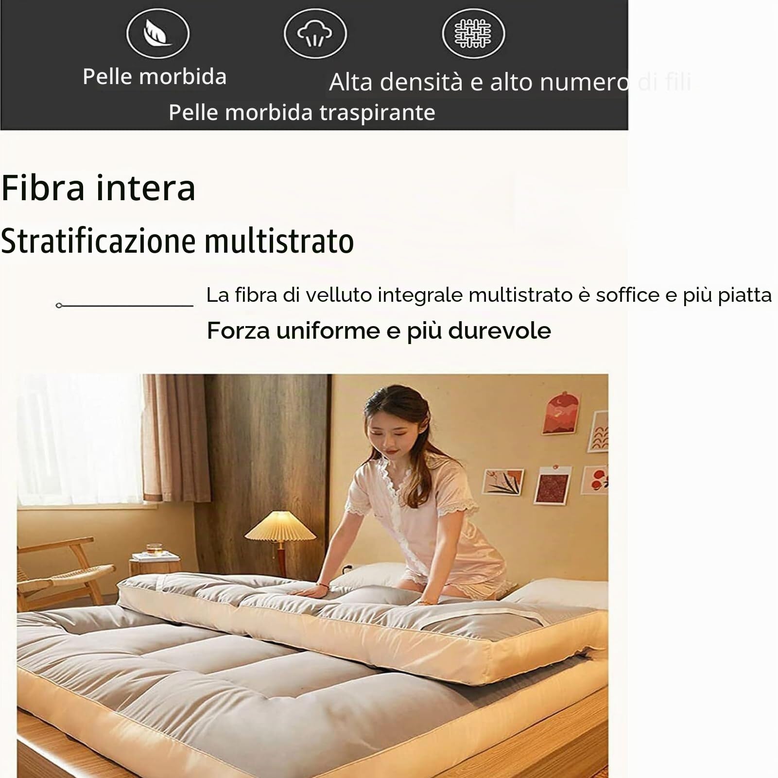 Materasso futon giapponese spesso, extra soffice, tatami, tappeto da letto pieghevole, morbido, traspirante e arrotolabile per soggiorno, dormitorio, ospite, campeggio, divano (verde)