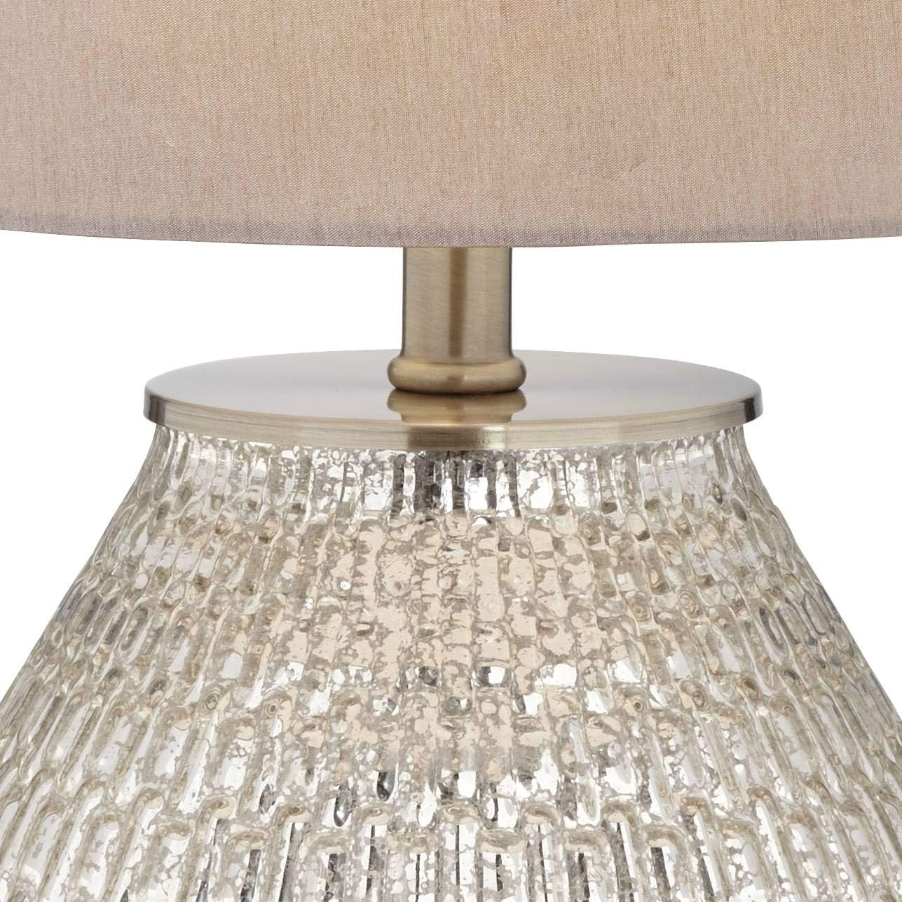 360 Lighting Zax Country Cottage Small Accent Table Lamp 19 1/2" High Teardrop Silver Mercury Glass Gray Fabric Drum Shade Decor for Bedroom House Bedside Nightstand Home Office Reading