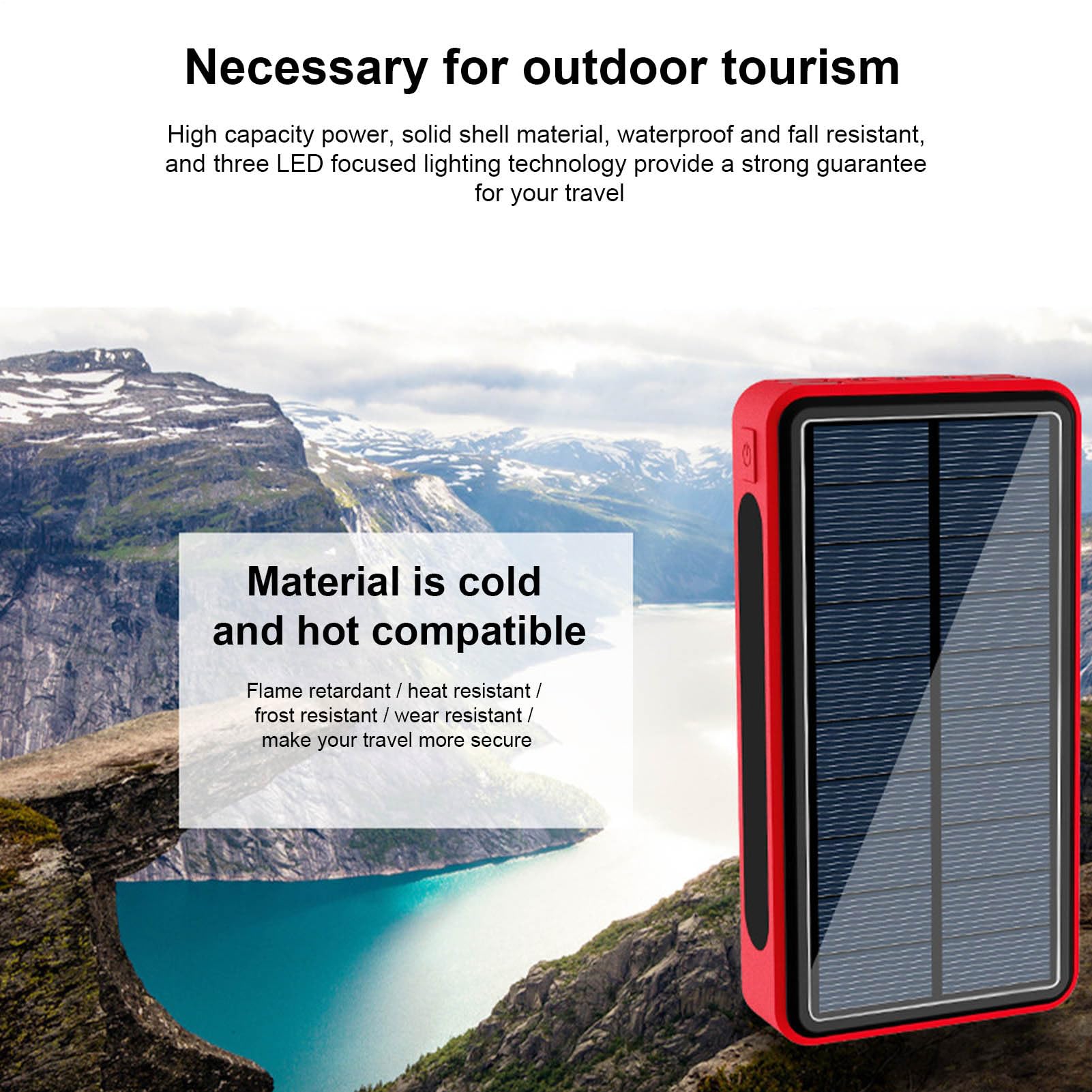 Batterie Externe Solaire 50 000 MAh, Chargeur Solaire Portable avec 4 Sorties, 3 Entrées Et 28 LED, Lampe Torche, Chargeur Étanche Et Charge Rapide pour Appareils Photo, Consoles MP3, Smartphones