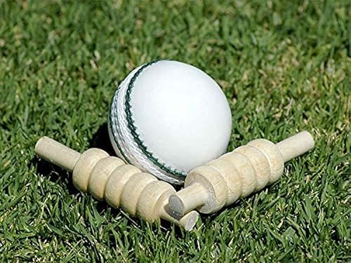 Miniatura 4 de AnNafi Pelota de críquet blanca  Pelotas de cricket de goma de color blanco para práctica de grado A cosido a mano, oficial senior duro y sazonado,