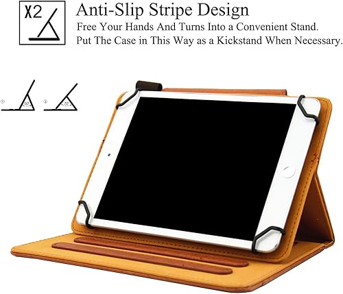 Miniatura 5 de Funda universal para todas las tabletas de 7.0 pulgadas, soporte de visión multiángulo de piel sintética con ranuras para tarjetas para Samsung