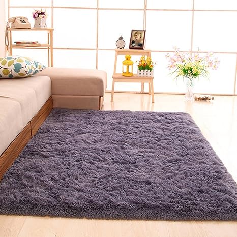 Amazon Sanmu カーペット ラグマット 2畳 1 160cm ラグ じゅうたん カーペット シャギーラグ センターラグ 洗える 抗菌 消臭 防ダニ 滑り止め付き ふわふわ ホットカーペット 床暖房対応 グレーパープル ラグ カーペット オンライン通販