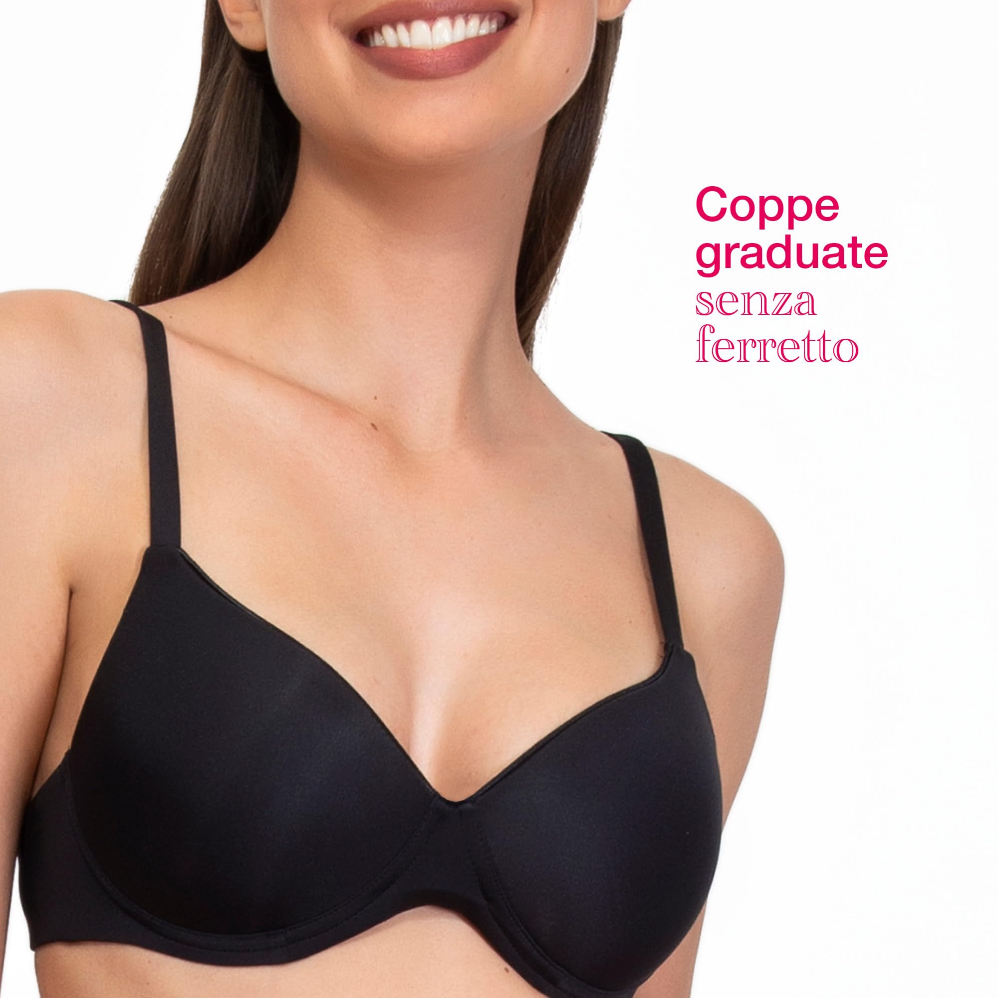 SÌèLEI, Reggiseno con Coppe Graduate, Realizzato in Morbida Microfibra, con Finiture Invisibili e Senza Ferretto, Designed in Italy