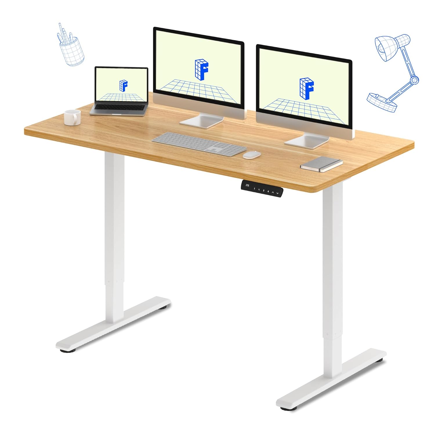 FLEXISPOT E3 Dual Motor 60 x 24 Electric Standing Desk Sit Stand Up Desk Holds 220 lbs Adjustable