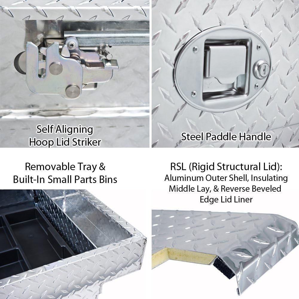 Crescent JOBOX Gear-Lock™ Black Aluminum Low-Profile Single Lid Fullsize Crossover Truck Box - 1-351002