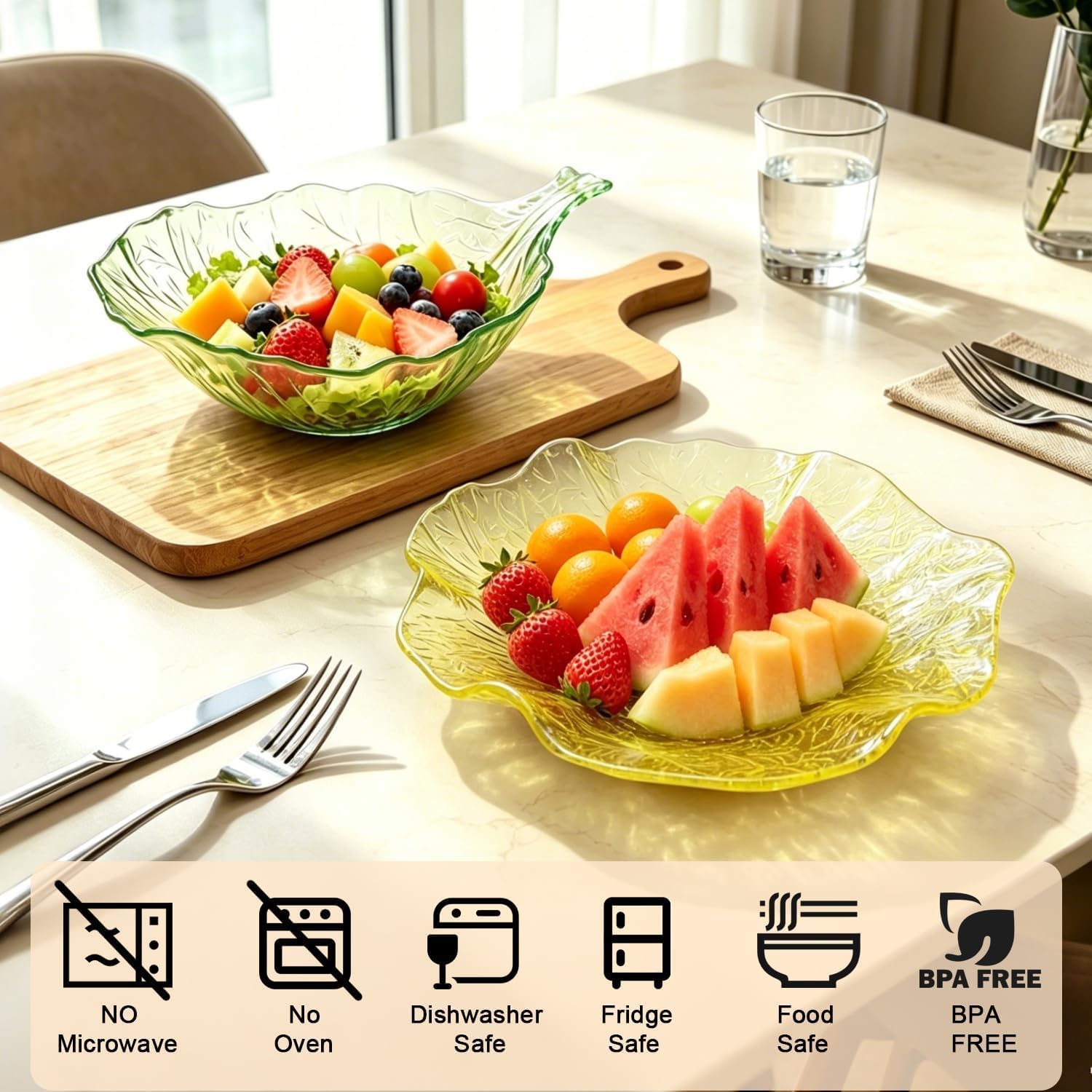 6Pcs Petal/Leaf-Shaped Fruit Bowl Set, 10 inch decorative Bowls