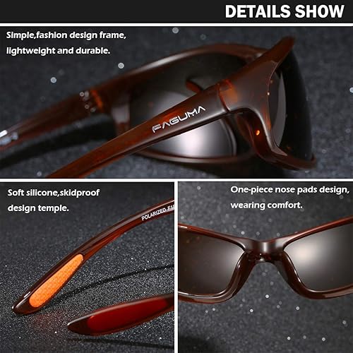 Miniatura 46 de FAGUMA Gafas de sol deportivas polarizadas para hombres, ciclismo, conducción, pesca, protección UV400 Z1 Negro+azul