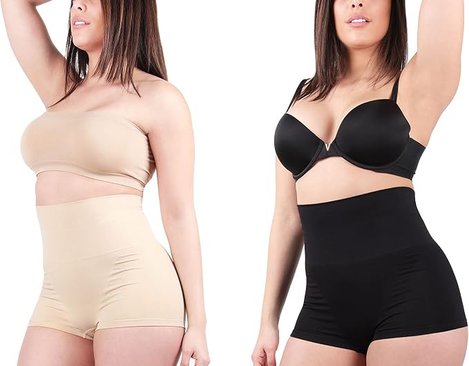 Amazon.com: MeMoi Pack de 2 pantalones cortos de talle alto. : Ropa,  Zapatos y Joyería