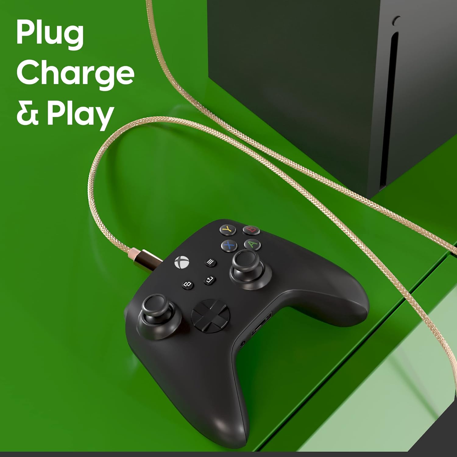 TALK WORKS Controller Charger Cable Compatible for Xbox X/S Controller, USB C to USB A - 6' Nylon Braided Type C Fast Charging Cord for X-Box X/S (Gold, Pack of 2) (14099)