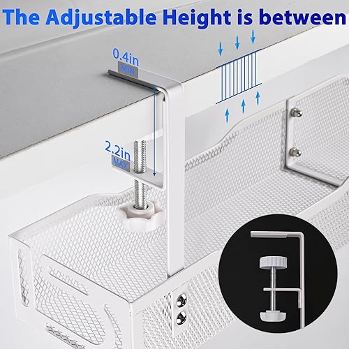 Miniatura 2 de Caja de organización de cables para debajo del escritorio de 25.3 pulgadas, bandeja organizadora de cables montada en abrazadera, caja grande de